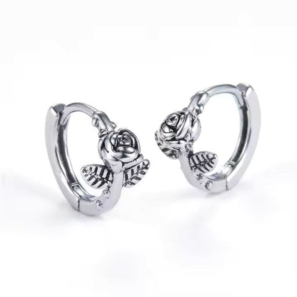 THE MEN THING Nose & Ear Ring Pair (Both Ears) SPARTAN ROSE - Titanium Steel Hoop Earrings for Men & Boys (2 Pcs)