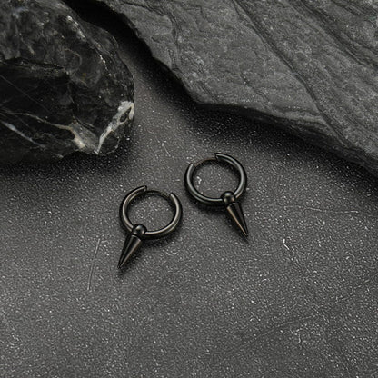 THE MEN THING Nose & Ear Ring Pair  (Both Ears) SPIREHOOP - BLACK - Pure Titanium Steel Ear Hoop Earrings for Men & Boys (2 Pcs)