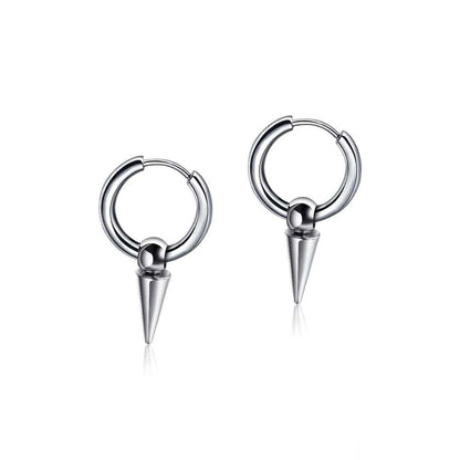 THE MEN THING Nose & Ear Ring Pair  (Both Ears) SPIREHOOP - SILVER - Pure Titanium Steel Ear Hoop Earrings for Men & Boys (2 Pcs)