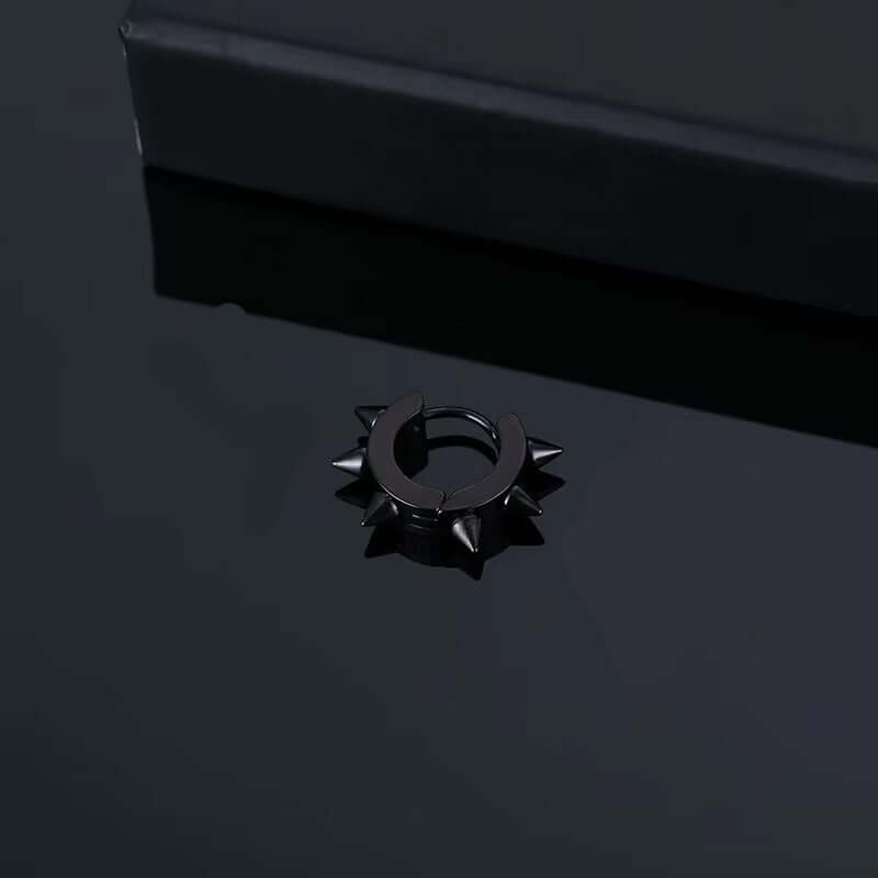 THE MEN THING Nose & Ear Ring Pair  (Both Ears) SPYRAL BLACK - Titanium Steel Stud Earrings for Men & Boys (2 Pcs)
