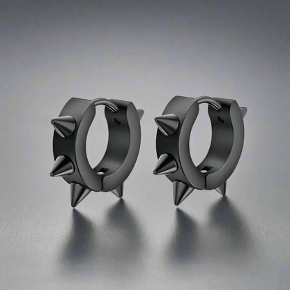 THE MEN THING Nose & Ear Ring Pair  (Both Ears) SPYRAL BLACK - Titanium Steel Stud Earrings for Men & Boys (2 Pcs)