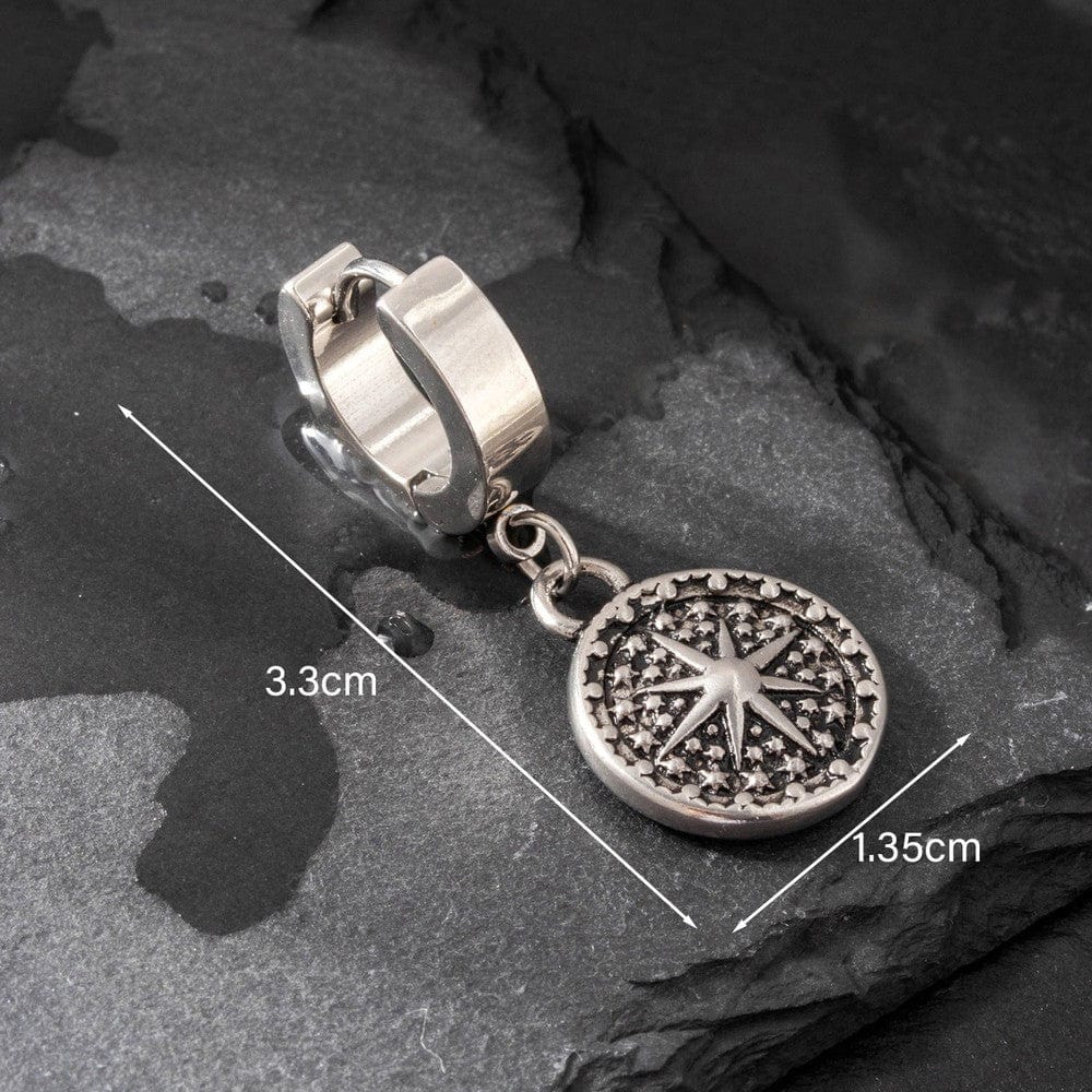 THE MEN THING Nose & Ear Ring Pair  (Both Ears) STARBURST - Titanium Steel Hoop Earrings for Men & Boys (2 Pcs)