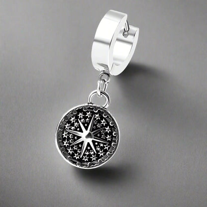 THE MEN THING Nose & Ear Ring Pair  (Both Ears) STARBURST - Titanium Steel Hoop Earrings for Men & Boys (2 Pcs)