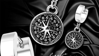 THE MEN THING Nose & Ear Ring Pair  (Both Ears) STARBURST - Titanium Steel Hoop Earrings for Men & Boys (2 Pcs)