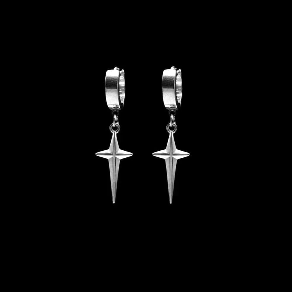 THE MEN THING Nose & Ear Ring Pair  (Both Ears) STARLIGHT SILVER - Titanium Steel Hoop Earrings for Men & Boys (2 Pcs)