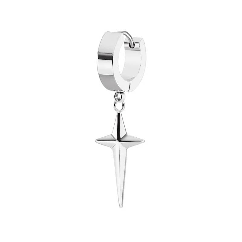 THE MEN THING Nose & Ear Ring Pair  (Both Ears) STARLIGHT SILVER - Titanium Steel Hoop Earrings for Men & Boys (2 Pcs)