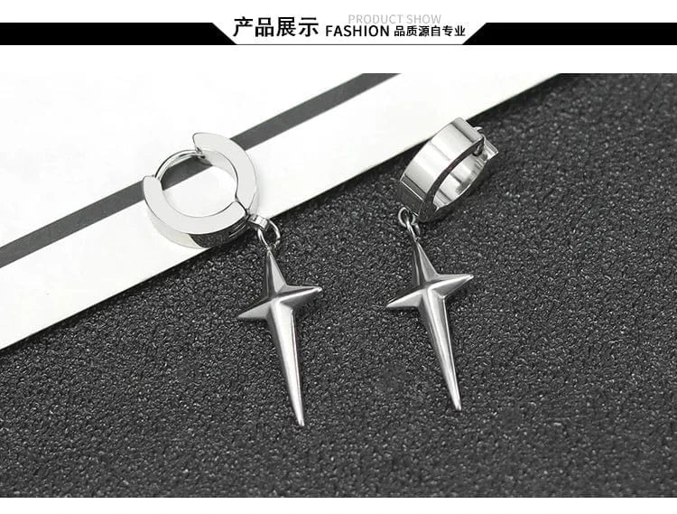 THE MEN THING Nose & Ear Ring Pair  (Both Ears) STARLIGHT SILVER - Titanium Steel Hoop Earrings for Men & Boys (2 Pcs)