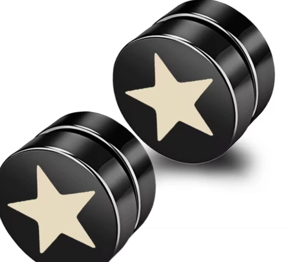 THE MEN THING Nose & Ear Ring Pair  (Both Ears) STARLUX - Magnetic Non-Piercing Pure Titanium Steel Studs Earrings for Men & Boys (2 Pcs)