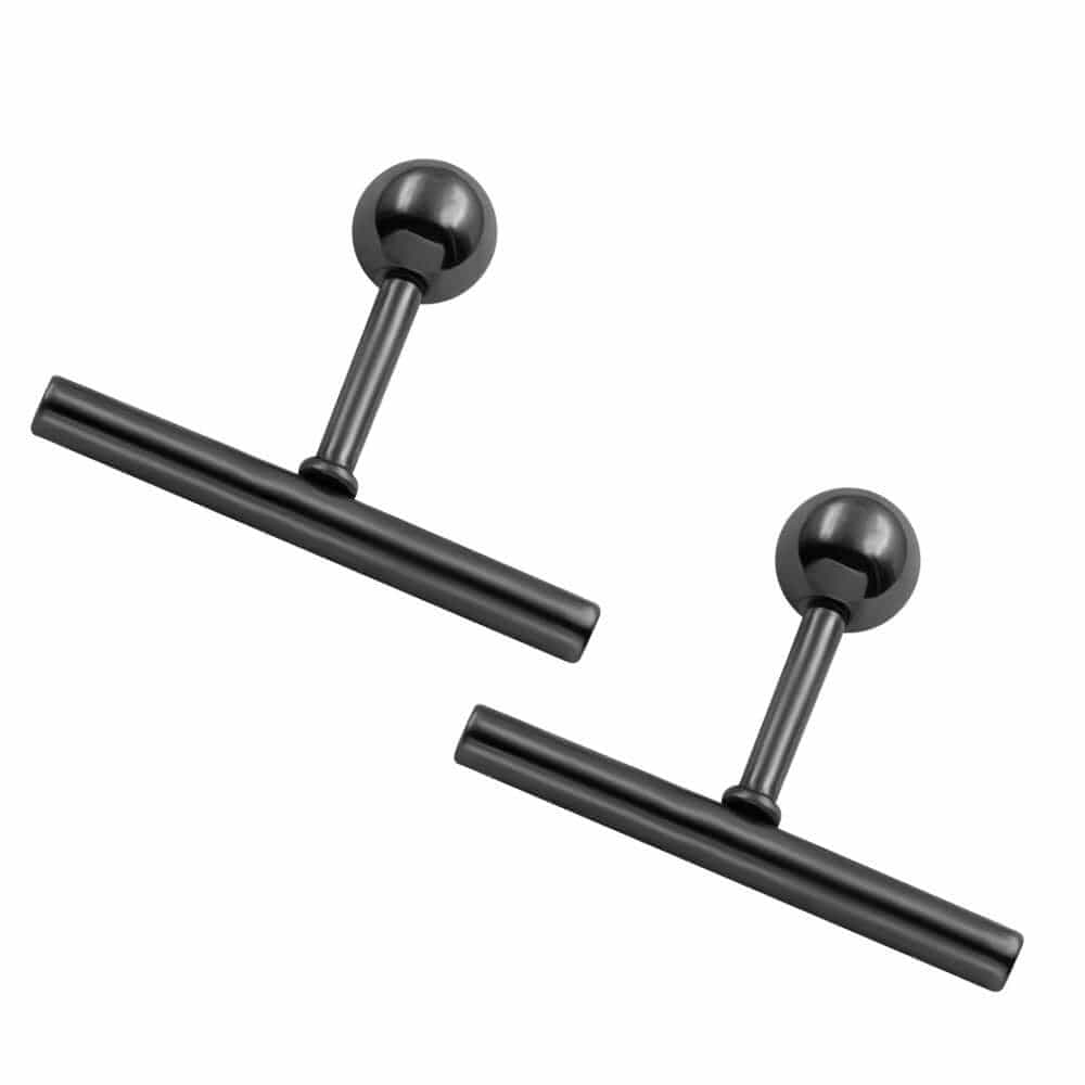 THE MEN THING Nose & Ear Ring Pair  (Both Ears) T-SHAPED - Titanium Steel Stud Earrings for Men & Boys (2 Pcs)