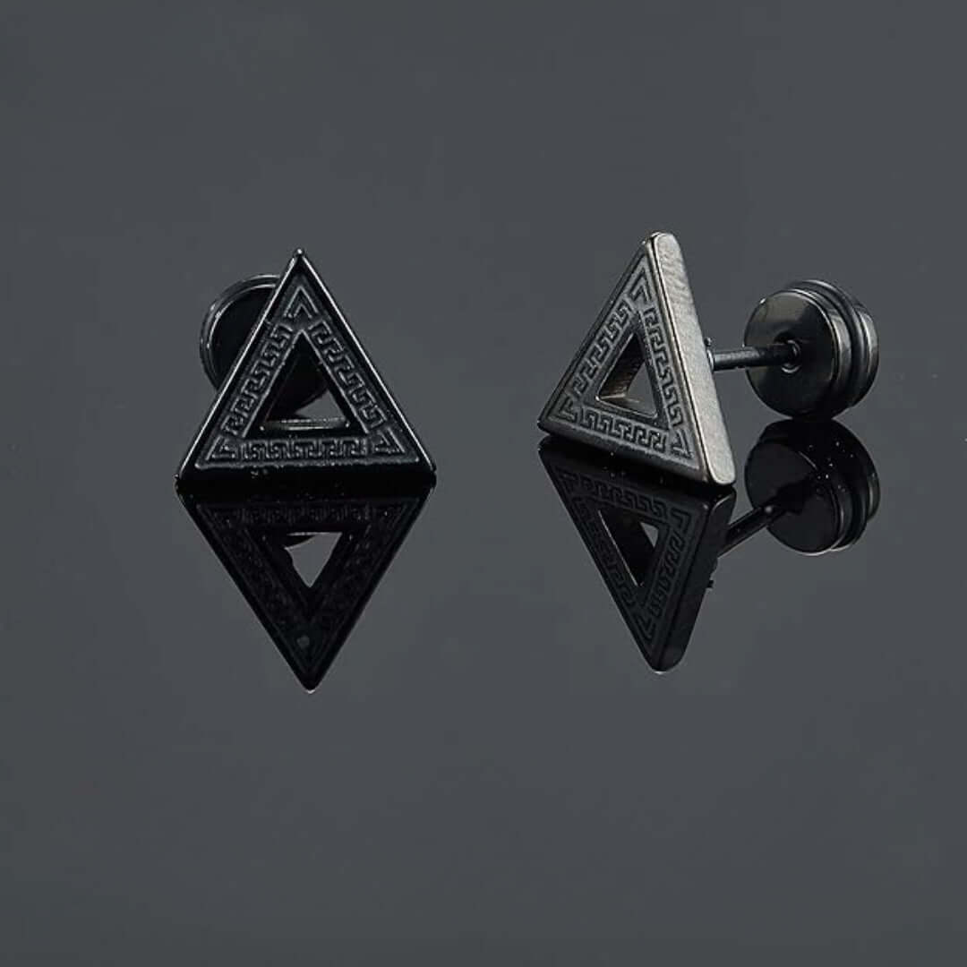 THE MEN THING Nose & Ear Ring Pair  (Both Ears) TRINITY TWIST BLACK - Pure Titanium Steel Piercing Ear Earrings for Men & Boys (2 Pcs)