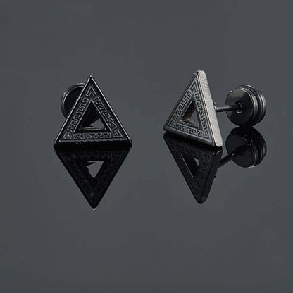 THE MEN THING Nose & Ear Ring Pair  (Both Ears) TRINITY TWIST BLACK - Pure Titanium Steel Piercing Ear Earrings for Men & Boys (2 Pcs)