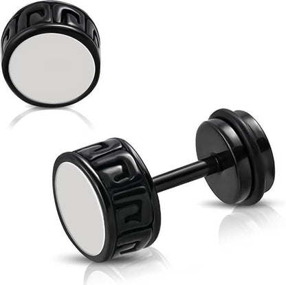 THE MEN THING Nose & Ear Ring Pair  (Both Ears) TWO-TONE CIRCLE - Pure Titanium Steel Piercing Ear Earrings for Men & Boys (2 Pcs)