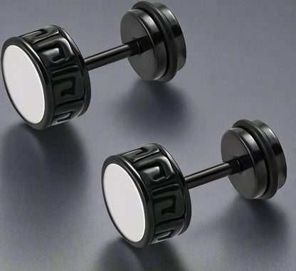 THE MEN THING Nose & Ear Ring Pair  (Both Ears) TWO-TONE CIRCLE - Pure Titanium Steel Piercing Ear Earrings for Men & Boys (2 Pcs)