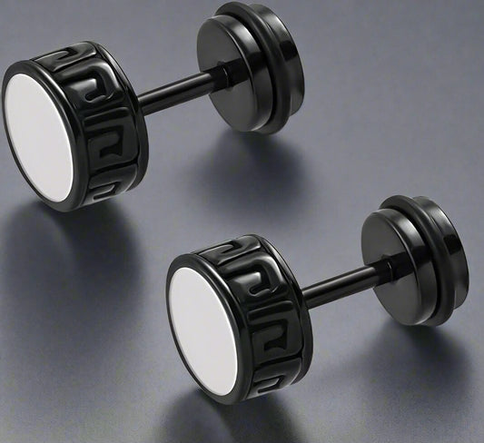 THE MEN THING Nose & Ear Ring Pair  (Both Ears) TWO-TONE CIRCLE - Pure Titanium Steel Piercing Ear Earrings for Men & Boys (2 Pcs)
