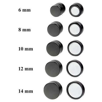 THE MEN THING Nose & Ear Ring ROUND BARBELL - BLACK - Magnetic Non-Piercing Pure Titanium Steel Earring for Men & Boys (14mm to 6mm ) (2 Pcs)