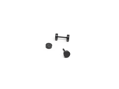 THE MEN THING Nose & Ear Ring ROUND DUMBBELL - BLACK - Pure Titanium Steel Ear Hoop Earrings for Men & Boys (16mm to 2mm) (2 Pcs)