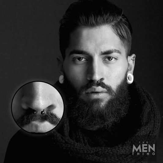 THE MEN THING Nose & Ear Ring SPARTA MAN -  Non Piercing Nose Pin – Pure Stainless Steel for Men and Boys (1 Pcs)