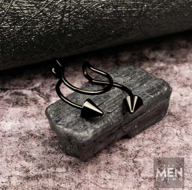 THE MEN THING Nose & Ear Ring TWIN DART - Non-Piercing & Stylish Nose Ring Made from Pure Stainless Steel for Men and Boys (1 Pcs)
