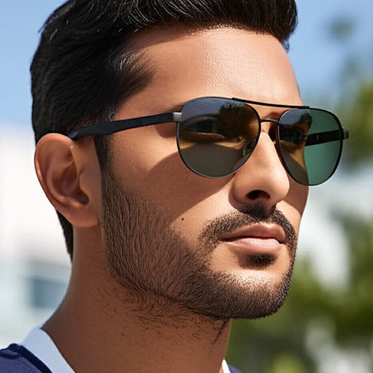 THE MEN THING Olive Green S15103 ZENITH HEX HD Polarized Sunglasses for Men - UV400 Protection, Stainless Steel Frame