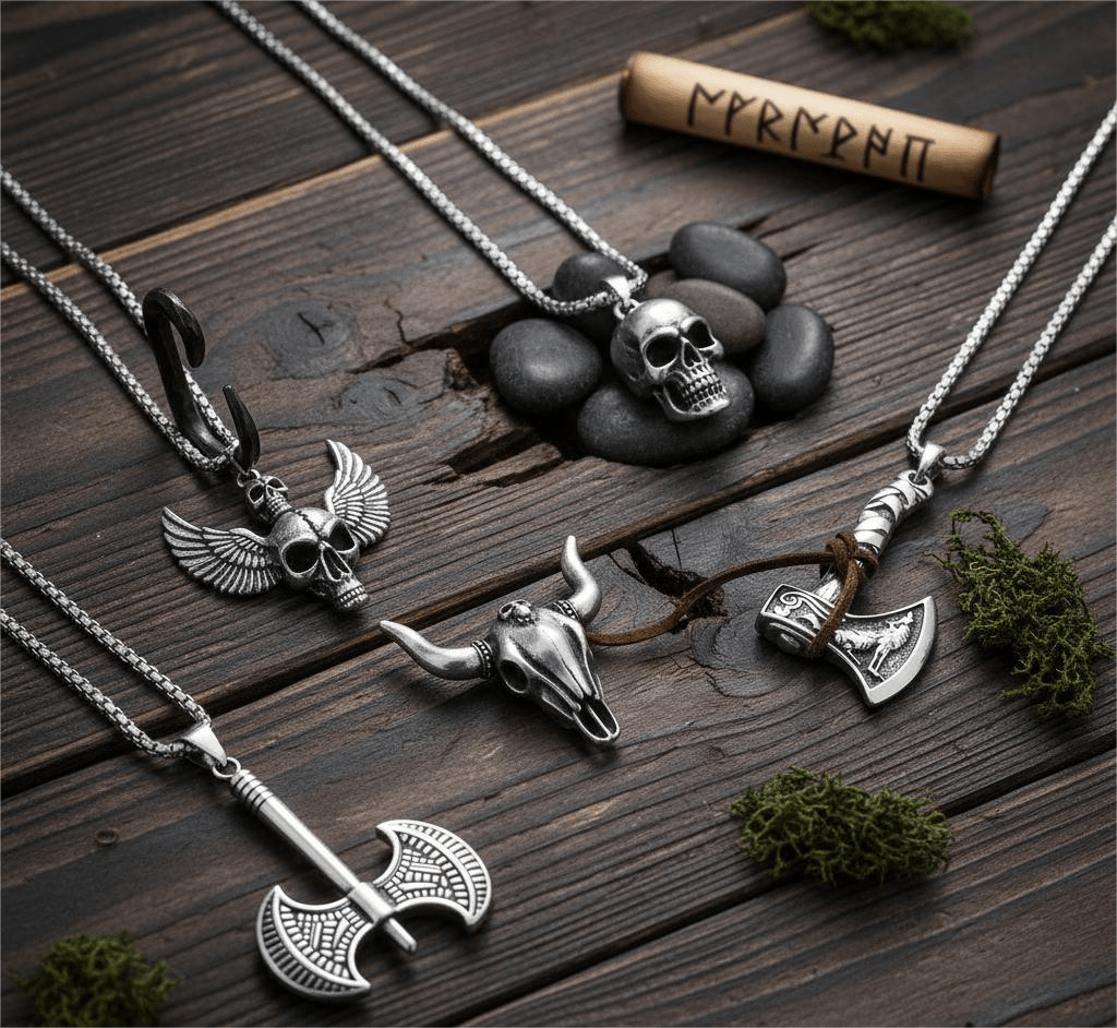 THE MEN THING Pack of 5 Alloy Pendants with 24 inch Stainless Steel Chains for Men & Boys