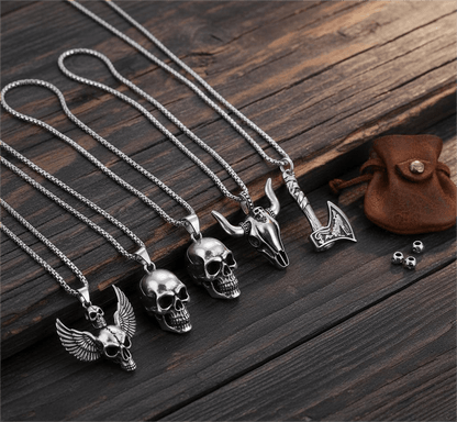 THE MEN THING Pack of 5 Alloy Pendants with 24 inch Stainless Steel Chains for Men & Boys