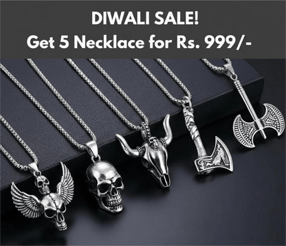 THE MEN THING Pack of 5 Alloy Pendants with 24 inch Stainless Steel Chains for Men & Boys