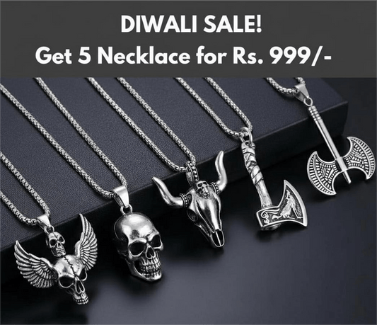 THE MEN THING Pack of 5 Alloy Pendants with 24 inch Stainless Steel Chains for Men & Boys