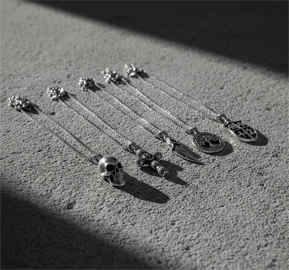 THE MEN THING Pack of 5 Alloy Pendants with 24 inch Stainless Steel Chains for Men & Boys