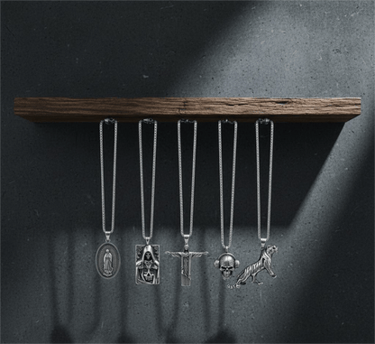 THE MEN THING Pack of 5 Alloy Pendants with 24 inch Stainless Steel Chains for Men & Boys