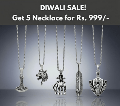 THE MEN THING Pack of 5 Alloy Pendants with 24 inch Stainless Steel Chains for Men & Boys
