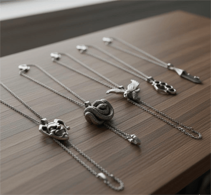 THE MEN THING Pack of 5 Alloy Pendants with 24 inch Stainless Steel Chains for Men & Boys