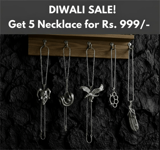 THE MEN THING Pack of 5 Alloy Pendants with 24 inch Stainless Steel Chains for Men & Boys