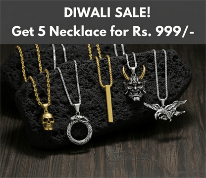 THE MEN THING Pack of 5 Alloy Pendants with 24 inch Stainless Steel Chains for Men & Boys