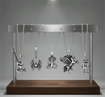 THE MEN THING Pack of 5 Alloy Pendants with 24 inch Stainless Steel Chains for Men & Boys