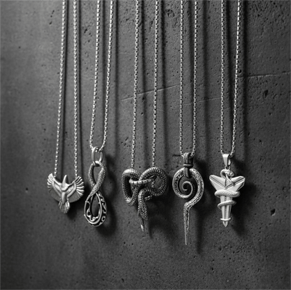 THE MEN THING Pack of 5 Alloy Pendants with 24 inch Stainless Steel Chains for Men & Boys