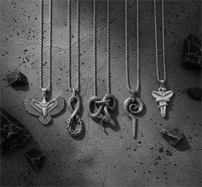 THE MEN THING Pack of 5 Alloy Pendants with 24 inch Stainless Steel Chains for Men & Boys