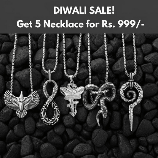 THE MEN THING Pack of 5 Alloy Pendants with 24 inch Stainless Steel Chains for Men & Boys