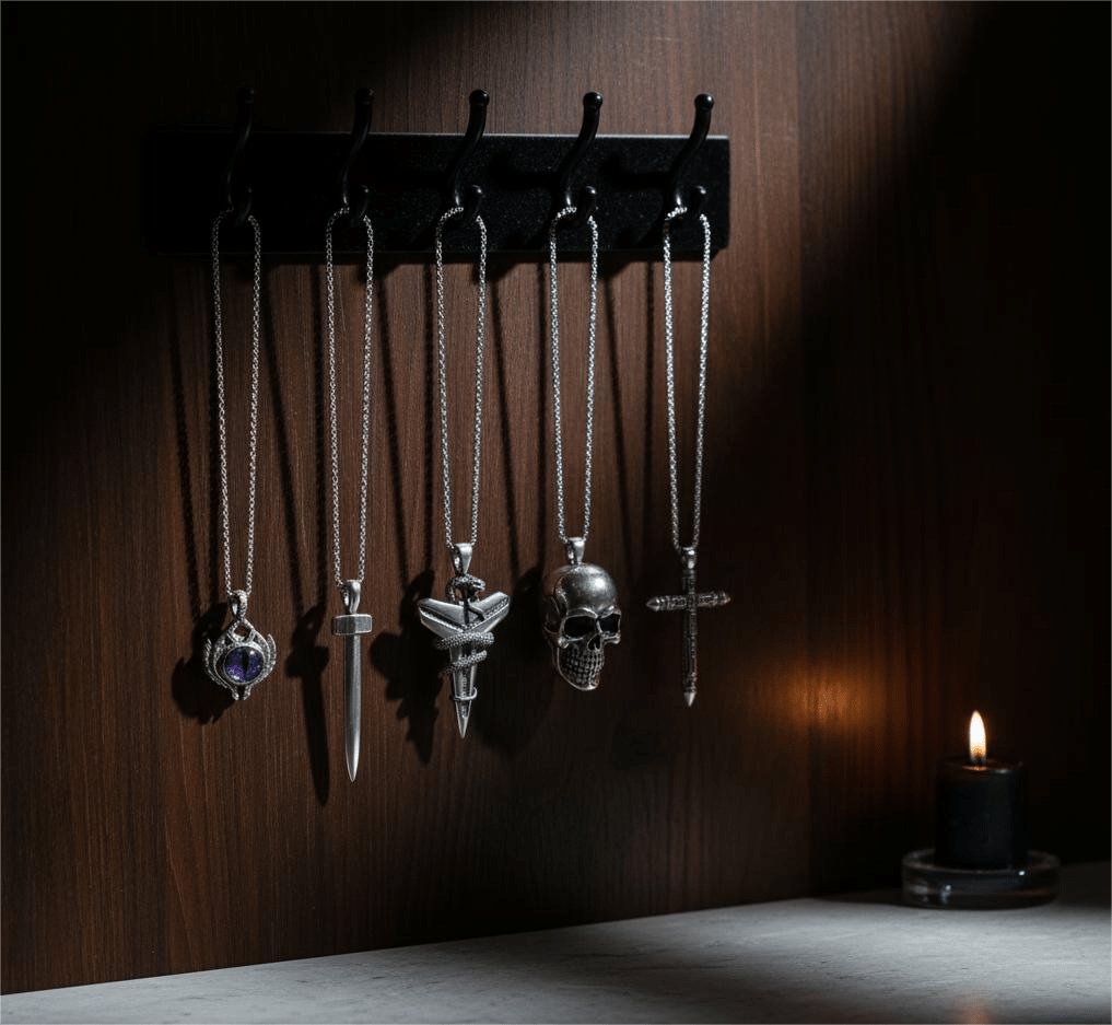 THE MEN THING Pack of 5 Alloy Pendants with 24 inch Stainless Steel Chains for Men & Boys