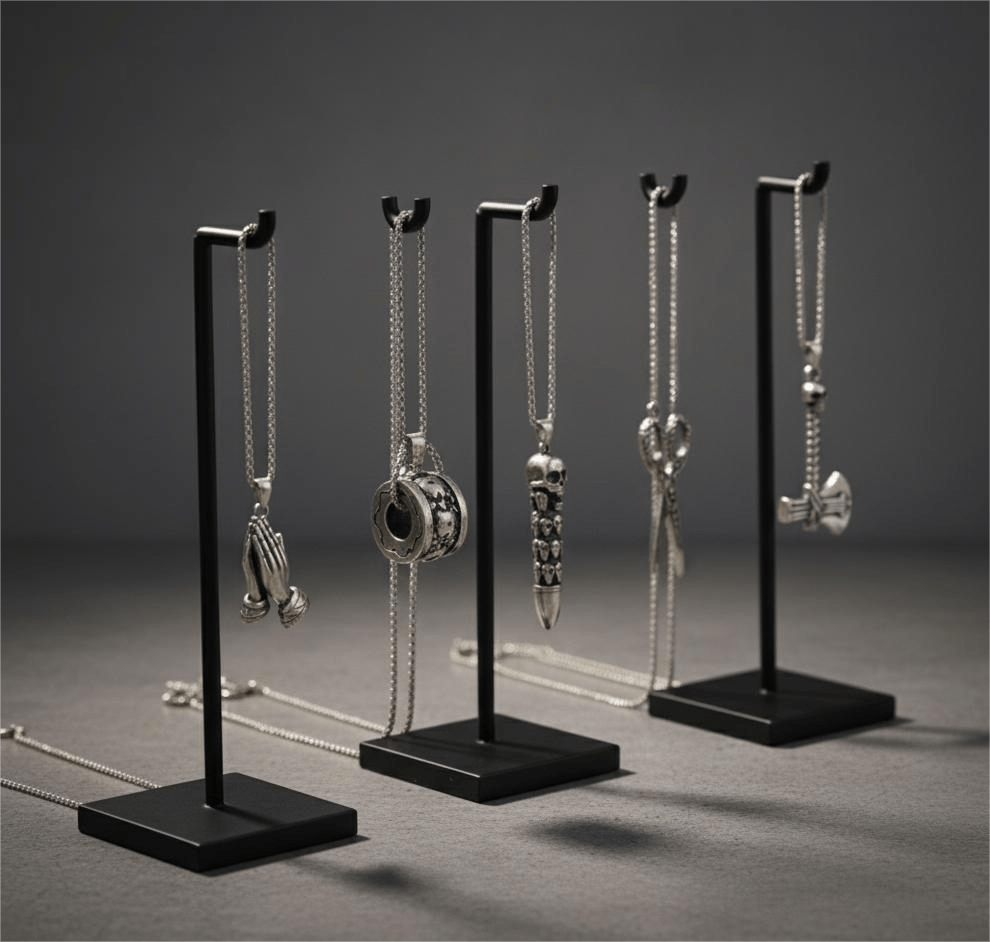 THE MEN THING Pack of 5 Alloy Pendants with 24 inch Stainless Steel Chains for Men & Boys