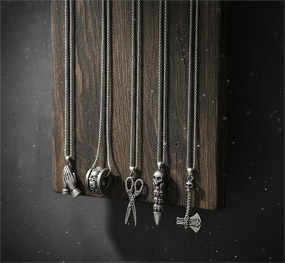 THE MEN THING Pack of 5 Alloy Pendants with 24 inch Stainless Steel Chains for Men & Boys