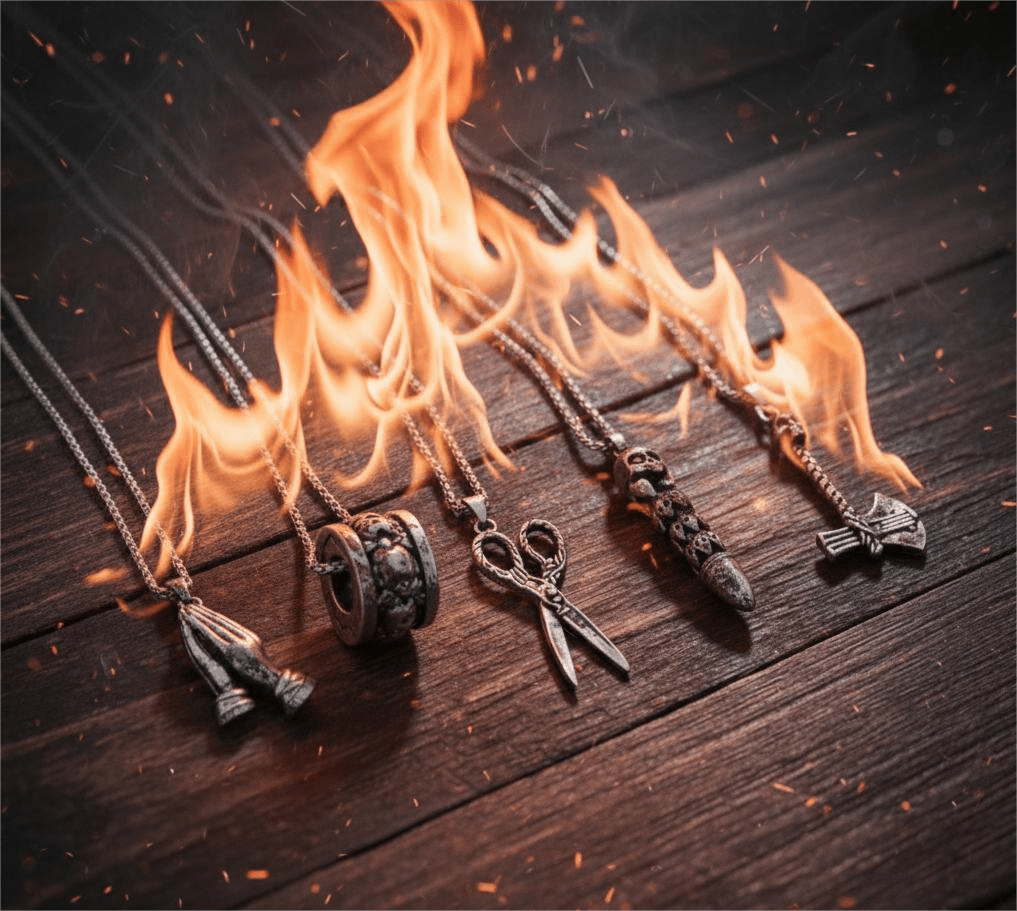 THE MEN THING Pack of 5 Alloy Pendants with 24 inch Stainless Steel Chains for Men & Boys