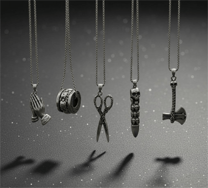 THE MEN THING Pack of 5 Alloy Pendants with 24 inch Stainless Steel Chains for Men & Boys