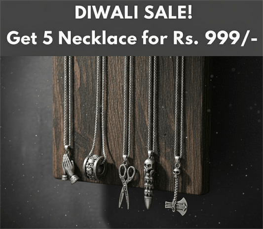 THE MEN THING Pack of 5 Alloy Pendants with 24 inch Stainless Steel Chains for Men & Boys