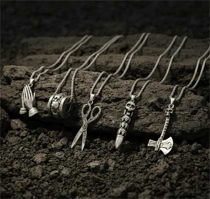 THE MEN THING Pack of 5 Alloy Pendants with 24 inch Stainless Steel Chains for Men & Boys