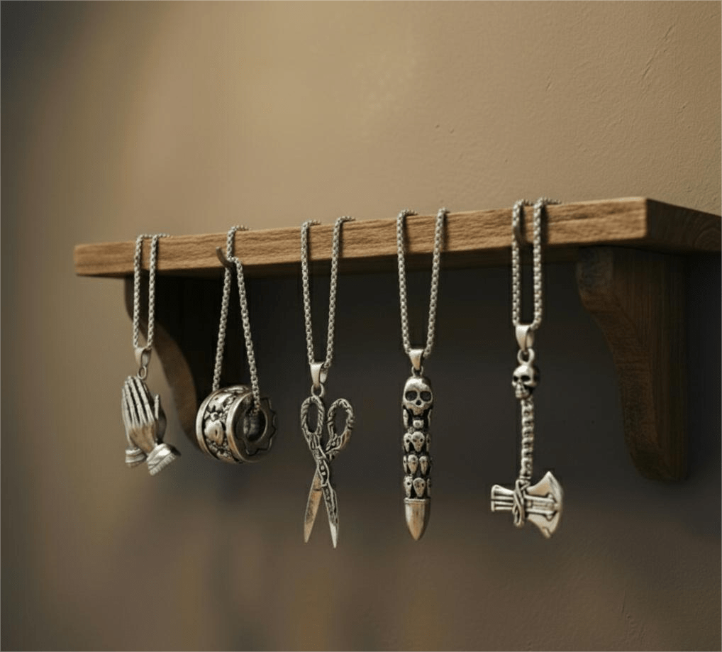 THE MEN THING Pack of 5 Alloy Pendants with 24 inch Stainless Steel Chains for Men & Boys