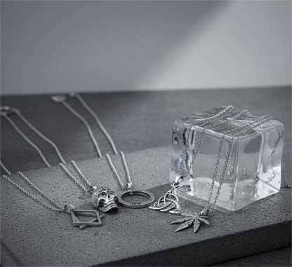 THE MEN THING Pack of 5 Alloy Pendants with 24 inch Stainless Steel Chains for Men & Boys