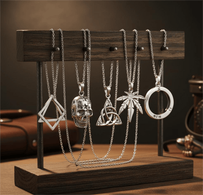 THE MEN THING Pack of 5 Alloy Pendants with 24 inch Stainless Steel Chains for Men & Boys