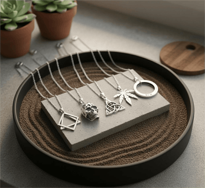 THE MEN THING Pack of 5 Alloy Pendants with 24 inch Stainless Steel Chains for Men & Boys