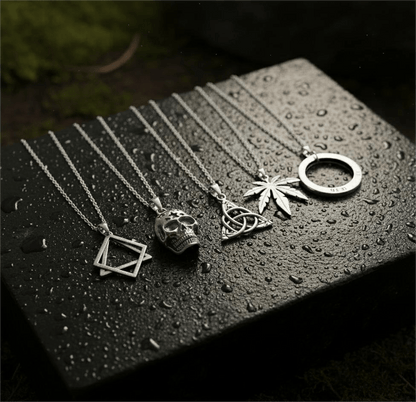 THE MEN THING Pack of 5 Alloy Pendants with 24 inch Stainless Steel Chains for Men & Boys