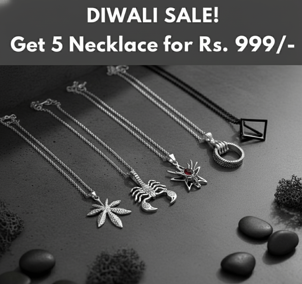 THE MEN THING Pack of 5 Alloy Pendants with 24 inch Stainless Steel Chains for Men & Boys